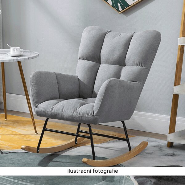 KONDELA Designové houpací křeslo, patchwork šedá / béžová, KEMARO