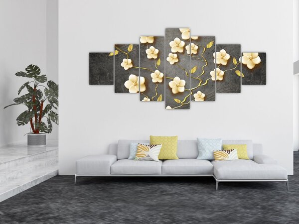 Obraz - Zlatý keř v černém pozadí (210x100 cm)