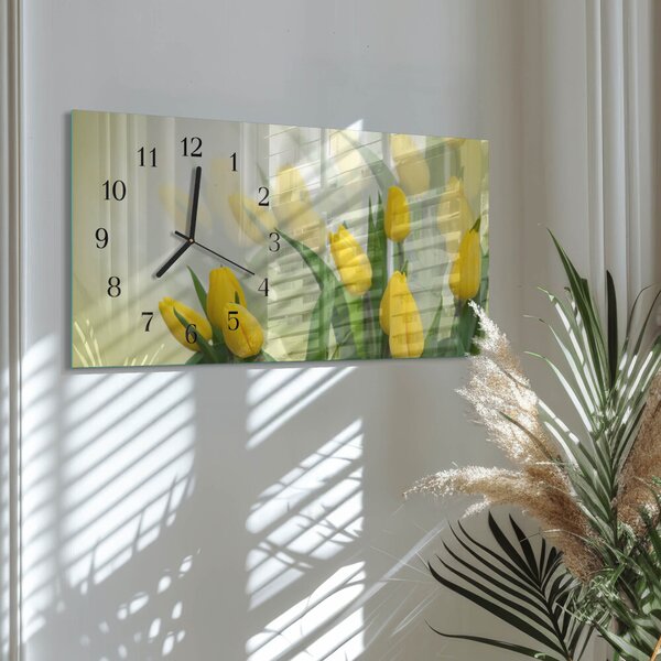 Skleněné hodiny horizontální Tulipány zsppc-60x30-00295331