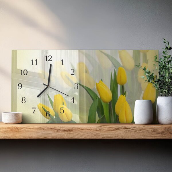 Skleněné hodiny horizontální Tulipány zsppc-60x30-00295331