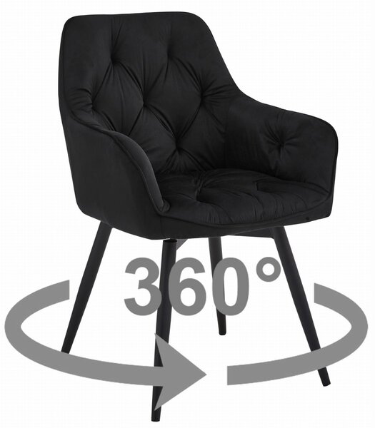 Otočné jídelní křeslo JORK360 VELVET, černé