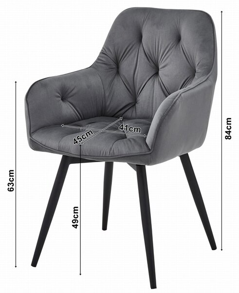 Otočné jídelní křeslo JORK360 VELVET, světle šedé