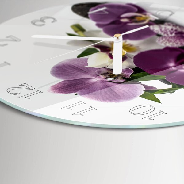Skleněné hodiny na stěnu Orchidej zsob-fi30-00086573