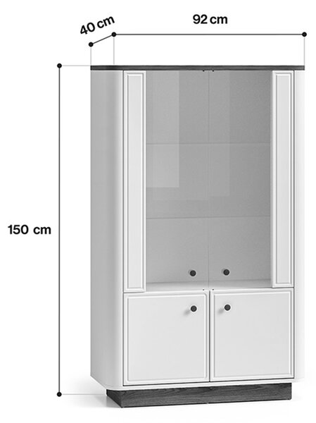 Vysoká vitrína Amberto 92 cm - kašmír / dub windmill tmavý