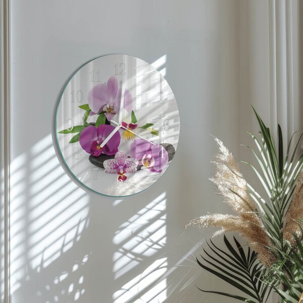 Skleněné hodiny na stěnu Orchidej zsob-fi30-00086573
