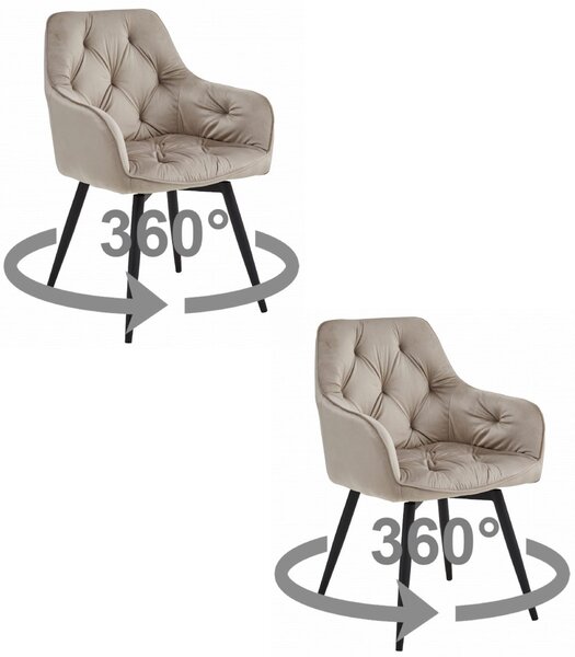 Otočné jídelní křeslo JORK360 VELVET, béžové