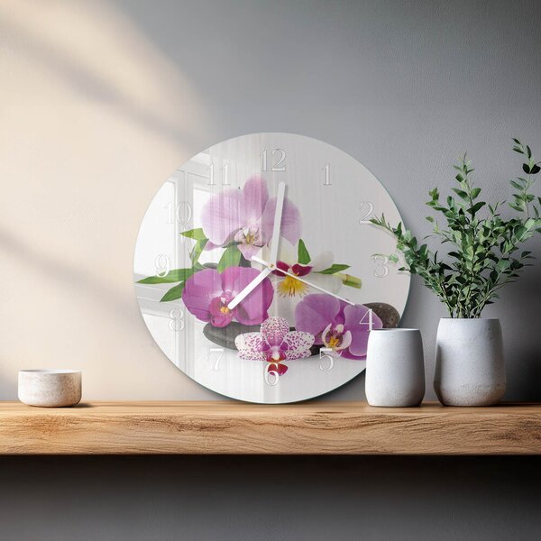 Skleněné hodiny na stěnu Orchidej zsob-fi30-00086573