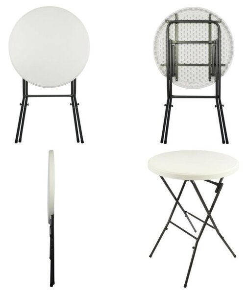 Skládací bistro stůl Ø 80 cm, výška 110 cm, bílý