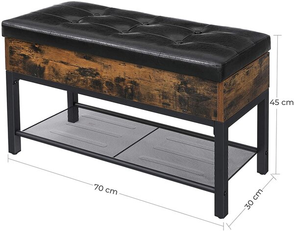 Lavice s botníkem TAYLOR 70x30 cm, rustikálně hnědá/černá