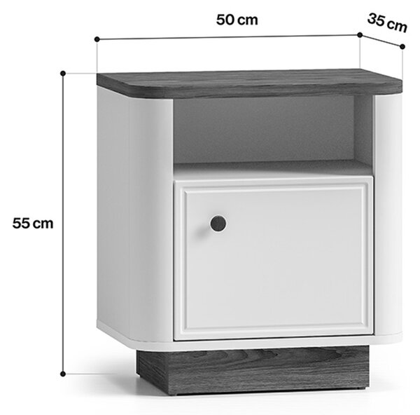Noční stolek Amberto 50 cm - kašmír / dub windmill tmavý