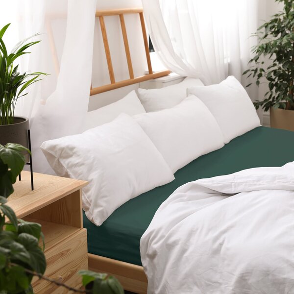 JERSEY PROSTĚRADLO PREMIUM 90X200 CM TMAVĚZELENÉ