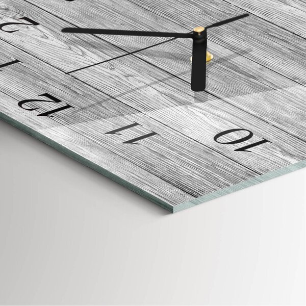 Skleněné hodiny na stěnu Šedé dřevo zskc-30x30-00182538