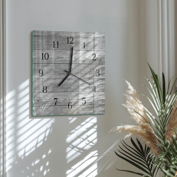 Skleněné hodiny na stěnu Šedé dřevo zskc-30x30-00182538