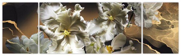 Obraz - Květy orchidejí na mramorovém pozadí (170x50 cm)