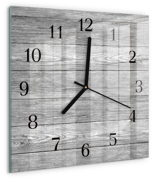 Skleněné hodiny na stěnu Šedé dřevo zskc-30x30-00182538