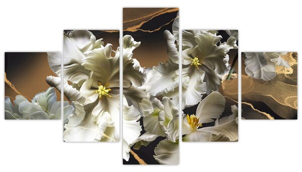 Obraz - Květy orchidejí na mramorovém pozadí (125x70 cm)