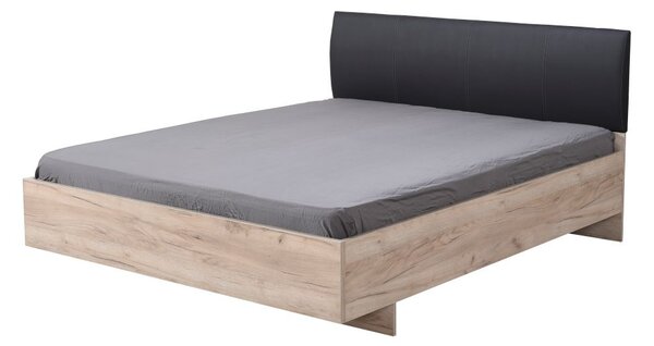 Manželská postel 160x200cm Marcus - dub šedý/černá