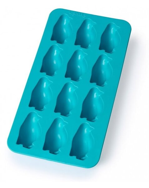 Modrá silikonová forma na led Lékué Penguin, 12 kostek