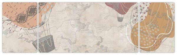 Obraz - Balóny nad městem, teplé tóny (170x50 cm)