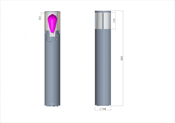 IMPR 730499 Deko-Light stojací svítidlo - Facado II kulaté tónované 650mm, 1x max 20 W, E27, šedá - DEKOLIGHT