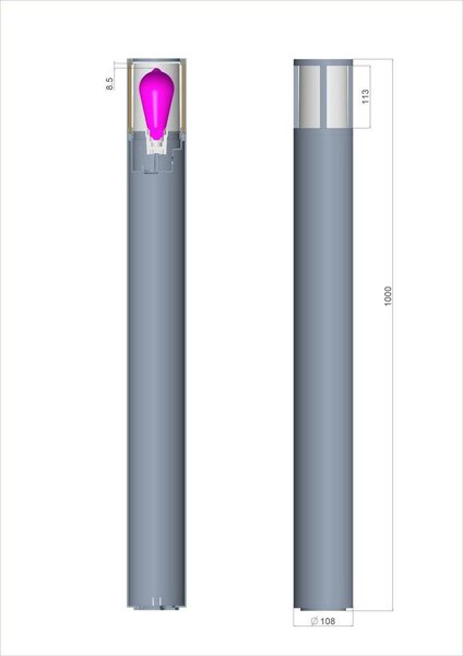 IMPR 730504 Deko-Light stojací svítidlo - Facado II kulaté opal 1000mm, 1x max 20 W, E27, šedá - DEKOLIGHT