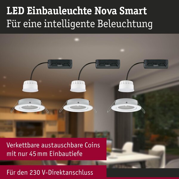 P 92438 LED vestavné svítidlo Nova Coin kruhové 84mm 50° RGBW+ 6W 230V bílá mat hliník - PAULMANN