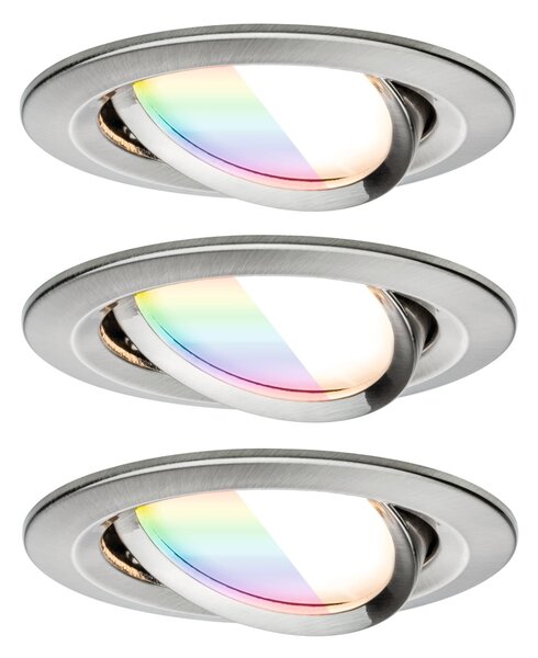 P 92434 LED vestavné svítidlo Nova Coin kruhové 84mm 50° RGBW+ 3x6W 230V kov kartáčovaný hliník - PAULMANN