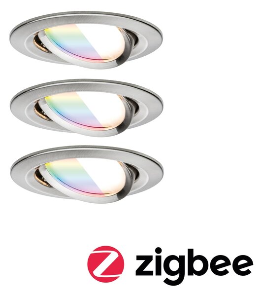 P 92434 LED vestavné svítidlo Nova Coin kruhové 84mm 50° RGBW+ 3x6W 230V kov kartáčovaný hliník - PAULMANN