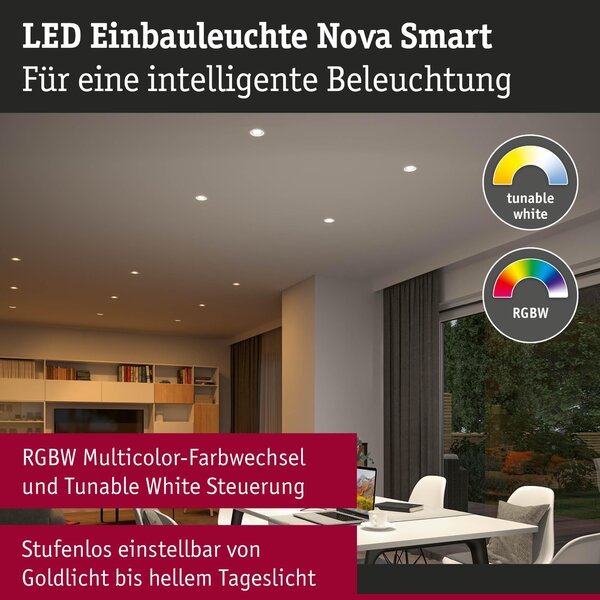 P 92438 LED vestavné svítidlo Nova Coin kruhové 84mm 50° RGBW+ 6W 230V bílá mat hliník - PAULMANN