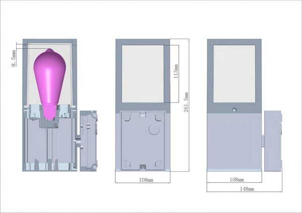 IMPR 731151 Deko-Light nástěnné přisazené svítidlo - Facado II hranaté tónované, 1x max 20 W, šedá - DEKOLIGHT