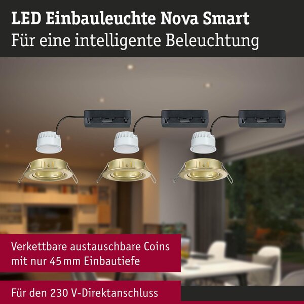 P 92436 LED vestavné svítidlo Nova Coin kruhové 84mm 50° RGBW+ 3x6W 230V zlatá mat hliník - PAULMANN