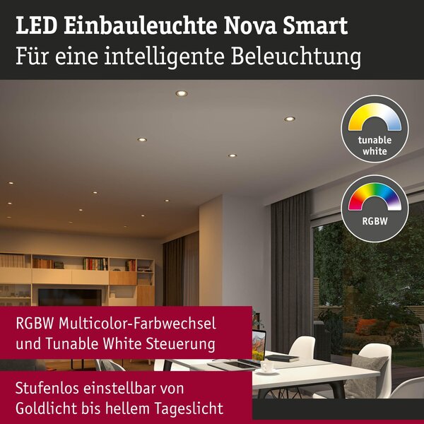P 92436 LED vestavné svítidlo Nova Coin kruhové 84mm 50° RGBW+ 3x6W 230V zlatá mat hliník - PAULMANN