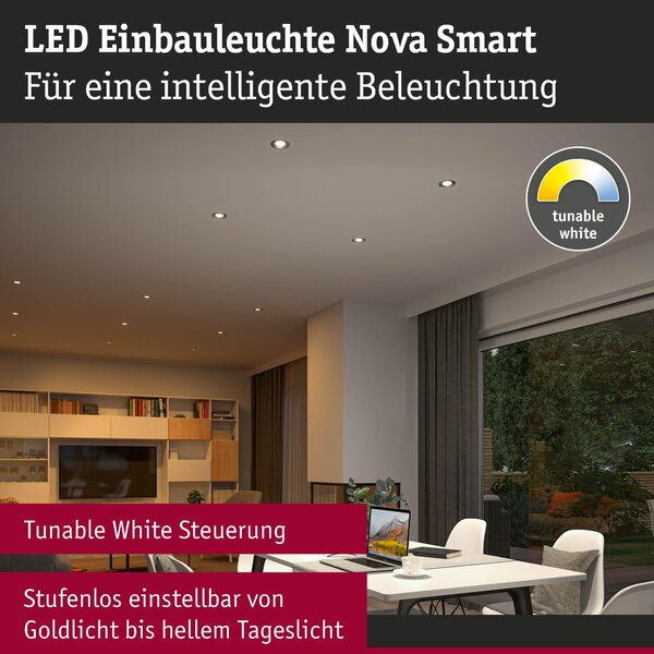P 92441 LED vestavné svítidlo Nova Coin kruhové 84mm 50° měnitelná bílá 3x6W 230V kov kartáčovaný hliník - PAULMANN