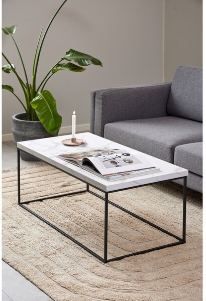 Bílý konferenční stolek s deskou v dekoru mramoru 55x110 cm Barossa – Actona