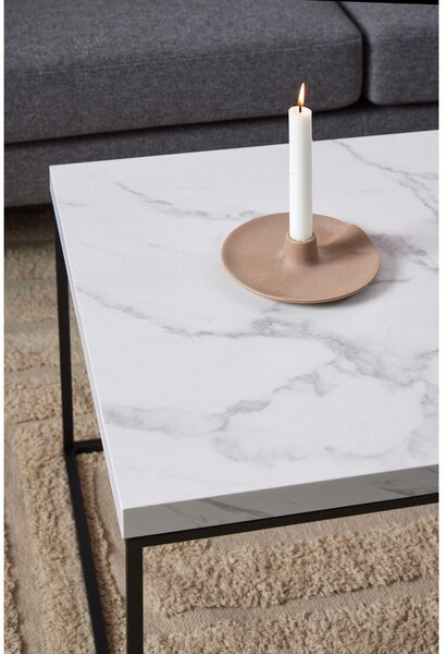 Bílý konferenční stolek s deskou v dekoru mramoru 55x110 cm Barossa – Actona