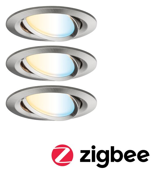 P 92441 LED vestavné svítidlo Nova Coin kruhové 84mm 50° měnitelná bílá 3x6W 230V kov kartáčovaný hliník - PAULMANN