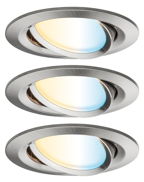 P 92441 LED vestavné svítidlo Nova Coin kruhové 84mm 50° měnitelná bílá 3x6W 230V kov kartáčovaný hliník - PAULMANN