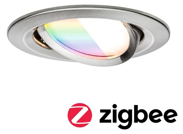 P 92439 LED vestavné svítidlo Nova Coin kruhové 84mm 50° RGBW+ 6W 230V kov kartáčovaný hliník - PAULMANN