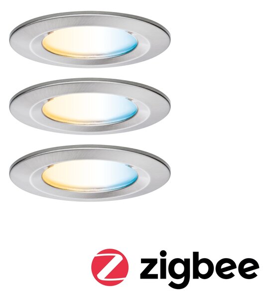 P 92443 LED vestavné svítidlo Nova Coin IP44 kruhové 78mm měnitelná bílá 3x6W 230V kov kartáčovaný hliník - PAULMANN