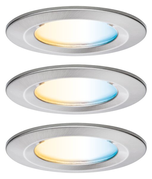P 92443 LED vestavné svítidlo Nova Coin IP44 kruhové 78mm měnitelná bílá 3x6W 230V kov kartáčovaný hliník - PAULMANN