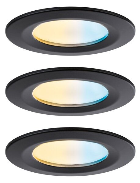 P 92446 LED vestavné svítidlo Nova Coin IP44 kruhové 78mm měnitelná bílá 3x6W 230V černá mat hliník - PAULMANN