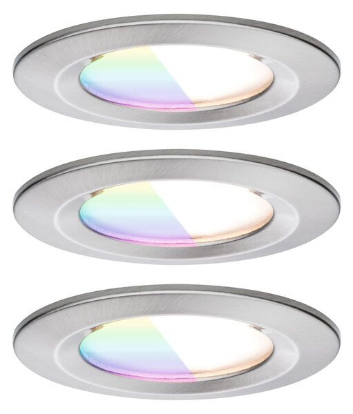 P 92450 LED vestavné svítidlo Nova Coin IP44 kruhové 78mm RGBW+ 3x6W 230V kov kartáčovaný hliník - PAULMANN