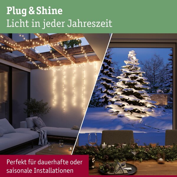 P 94640 Plug & Shine LED světelný řetěz Yuna teplá bílá 7,4m IP44 1,3W černá - PAULMANN