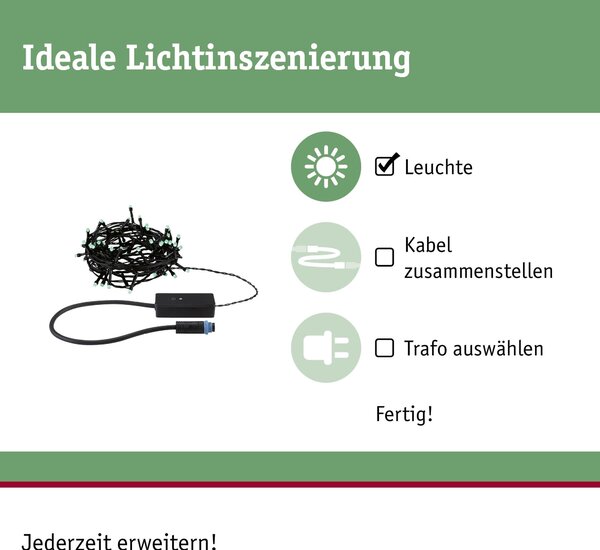 P 94642 Plug & Shine LED světelný řetěz Yuna RGB 7,4m IP44 3W černá - PAULMANN