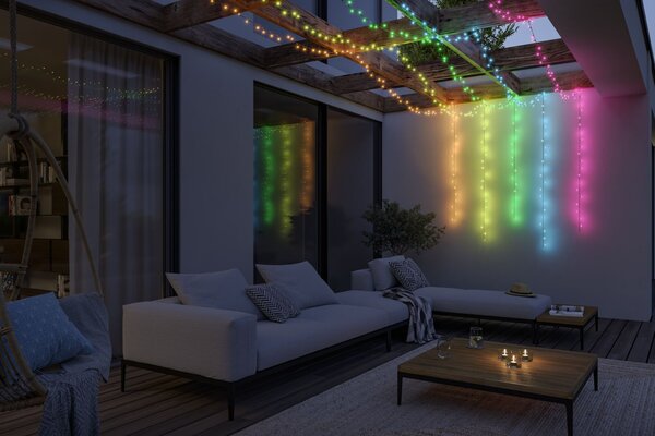 P 94643 Plug & Shine LED světelný řetěz Yuna RGB 12,4m IP44 5W černá - PAULMANN