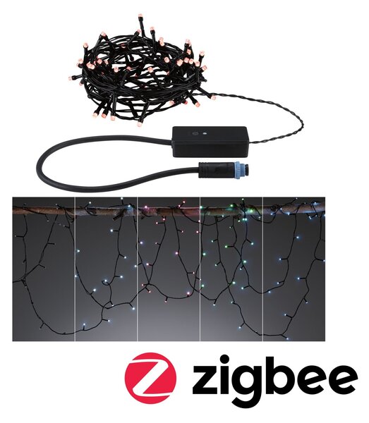 P 94642 Plug & Shine LED světelný řetěz Yuna RGB 7,4m IP44 3W černá - PAULMANN