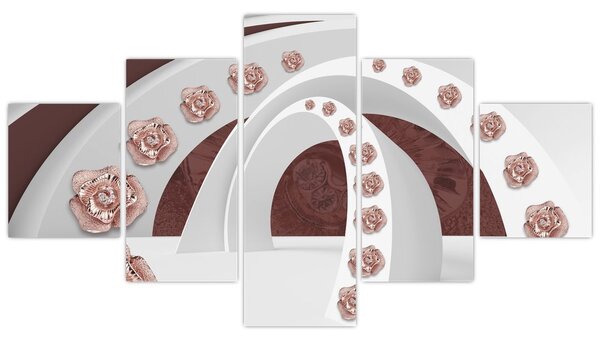 Obraz - 3D oblouky s květy (125x70 cm)