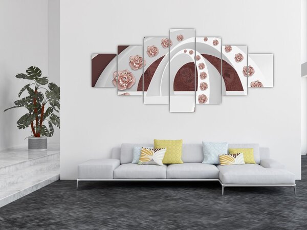 Obraz - 3D oblouky s květy (210x100 cm)