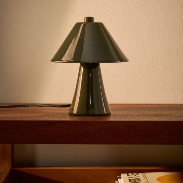 Kave Home Zelená stolní lampa Ceren 21 cm