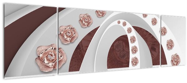 Obraz - 3D oblouky s květy (170x50 cm)